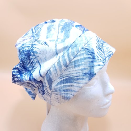 Chusta turban letni biało niebieski 