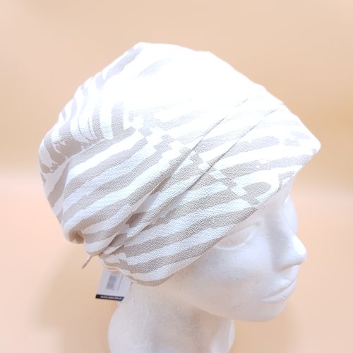 Chusta turban letni biało beżowy