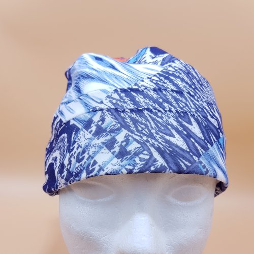 Chusta turban letni niebiesko biały