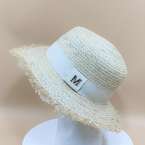 Marmaris kapelusz z rafii zdobienie białe